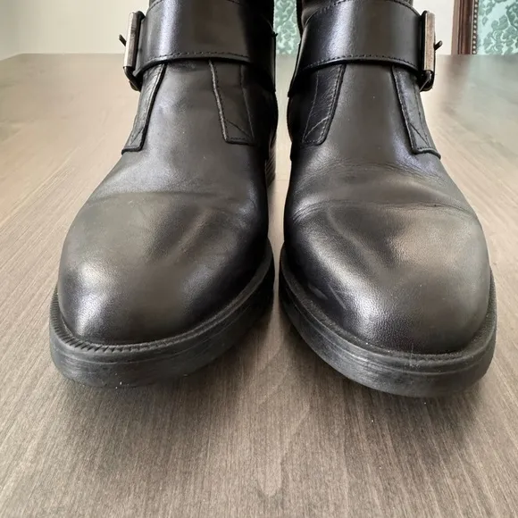Emanuele Crasto Double buckle moto combat black boots italian leather size 8