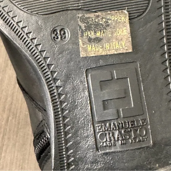 Emanuele Crasto Double buckle moto combat black boots italian leather size 8