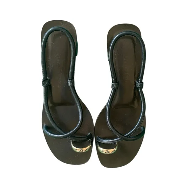 EMME PARSONS Toe Ring Black Leather Sandals