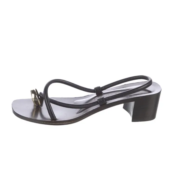 EMME PARSONS Toe Ring Black Leather Sandals