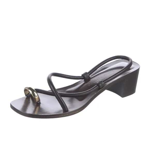 EMME PARSONS Toe Ring Black Leather Sandals