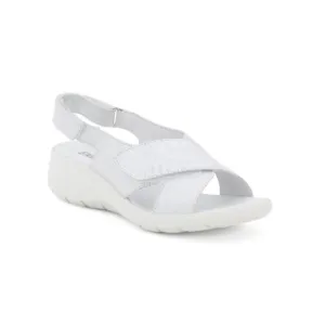 ENVAL SOFT White Made In Italy Leather Comfort Multi Band Platform Sandals