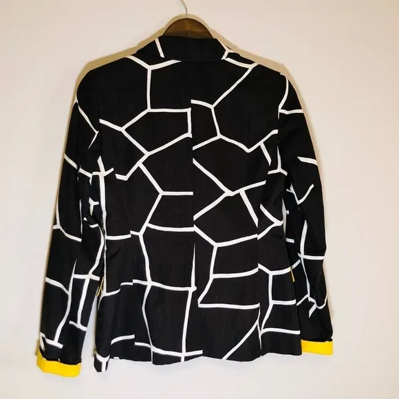 ESCADA Blazer Jacket Rich Brown and White w/Yellow Accents. Size 36 - Small