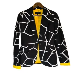 ESCADA Blazer Jacket Rich Brown and White w/Yellow Accents. Size 36 - Small