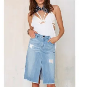 Etienne Marcel Destroyed Denim Skirt by Nasty Gal size 27