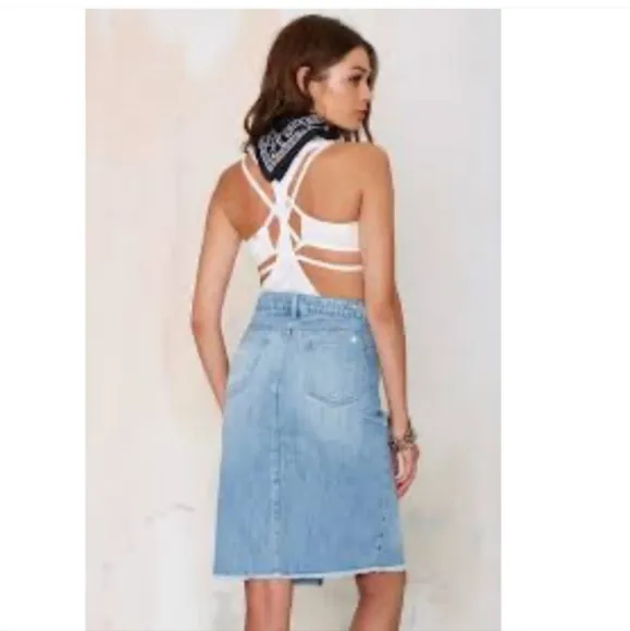 Etienne Marcel Destroyed Denim Skirt by Nasty Gal size 27