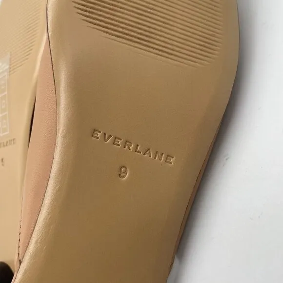 Everlane The Day Mule Womens 9 Slip On Flats Blush Tan Leather Square Toe Slides