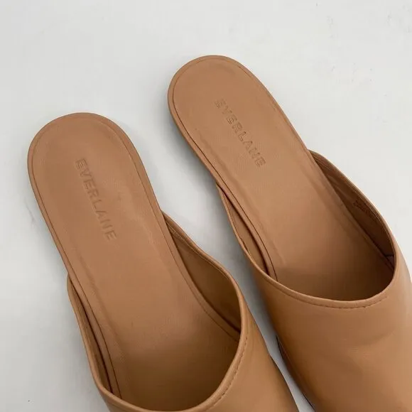 Everlane The Day Mule Womens 9 Slip On Flats Blush Tan Leather Square Toe Slides