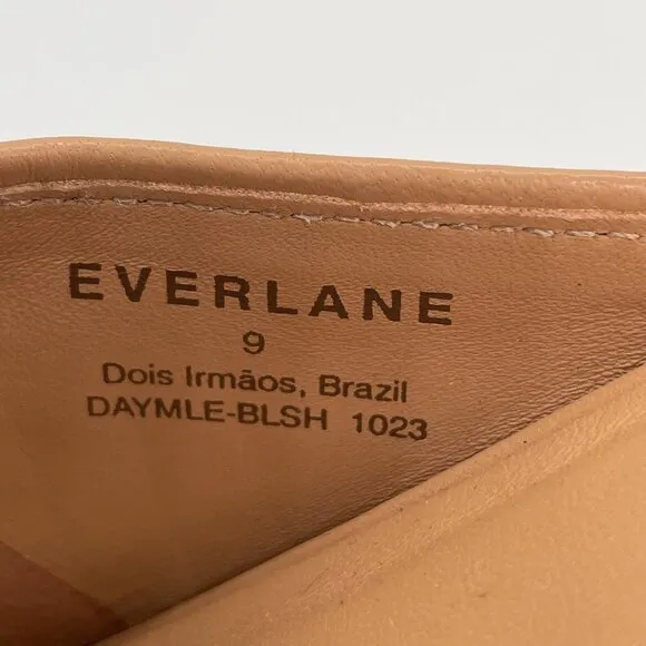 Everlane The Day Mule Womens 9 Slip On Flats Blush Tan Leather Square Toe Slides