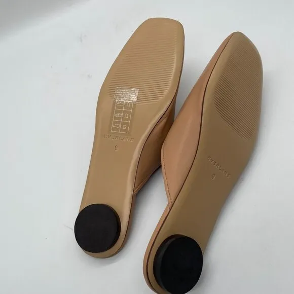 Everlane The Day Mule Womens 9 Slip On Flats Blush Tan Leather Square Toe Slides