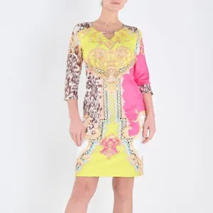 Experience The Difference UK Yellow &amp; Pink Multi Print Dress