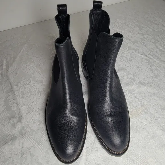Fabianelli Boots Women's  Black Italian Leather  Chelsea Lug Sole Ankle Size 40