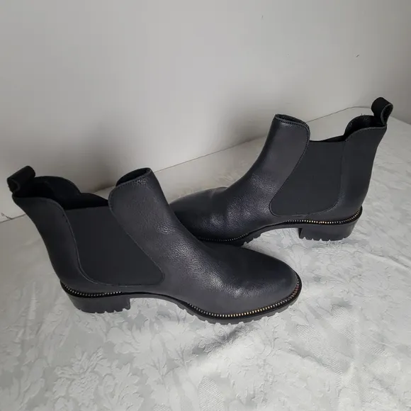 Fabianelli Boots Women's  Black Italian Leather  Chelsea Lug Sole Ankle Size 40