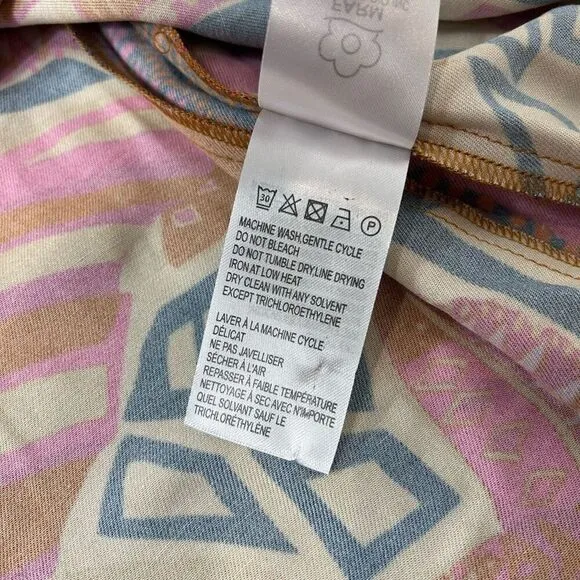 Farm Rio Anthropologie Maxi Skirt XS NWT Pink Blue Tropical Button Up Geometric