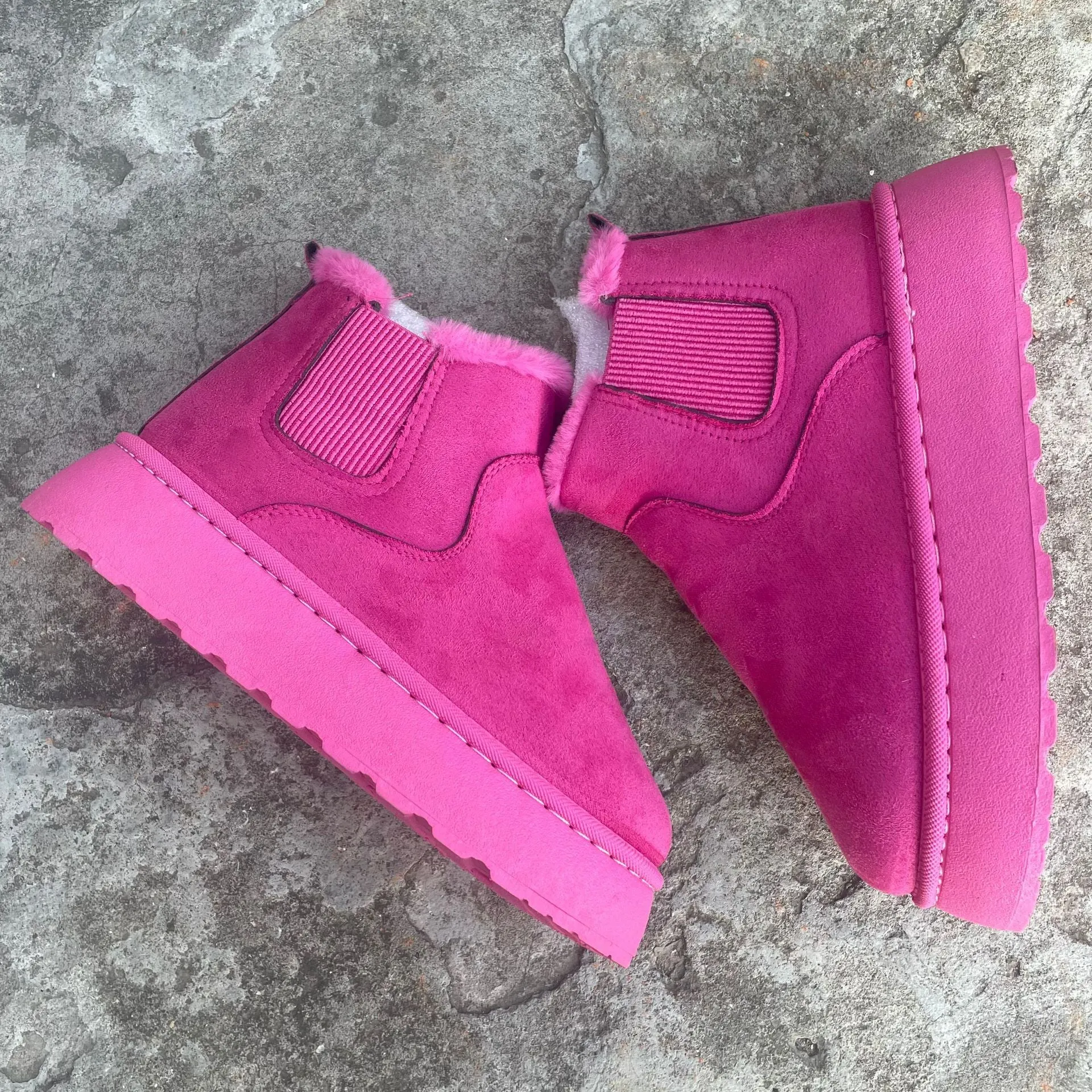 Fashion Flat Thick-soled Cotton Shoes, Round Toe Warm Plush Ankle, Winter Snow Boots for Women