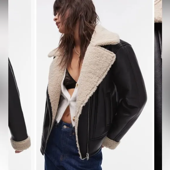 Faux Shearling Aviator JacketTopshop 6