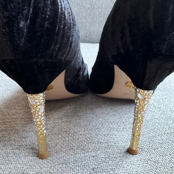 Femmes Sans Peur Nadia Black Pump Shoes Swarovski Crystals Heels Women's 7