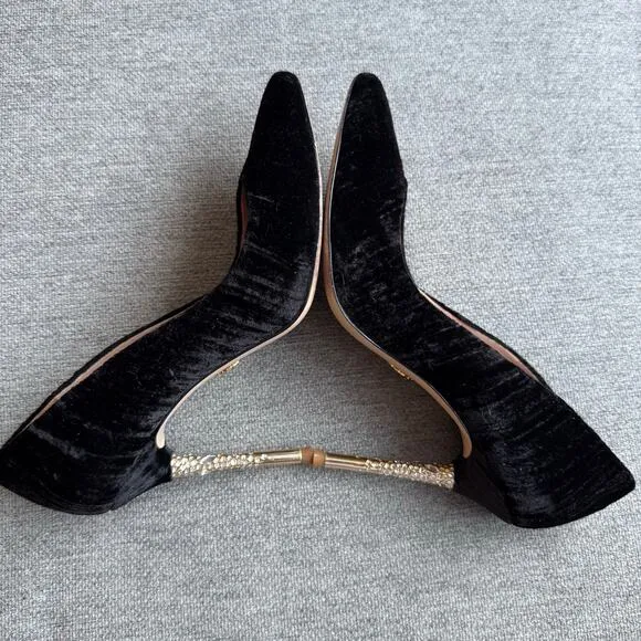 Femmes Sans Peur Nadia Black Pump Shoes Swarovski Crystals Heels Women's 7