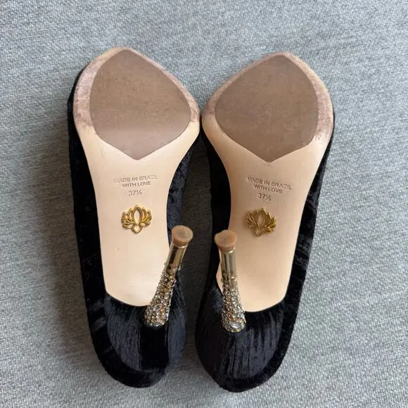 Femmes Sans Peur Nadia Black Pump Shoes Swarovski Crystals Heels Women's 7