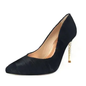 Femmes Sans Peur Nadia Black Pump Shoes Swarovski Crystals Heels Women's 7