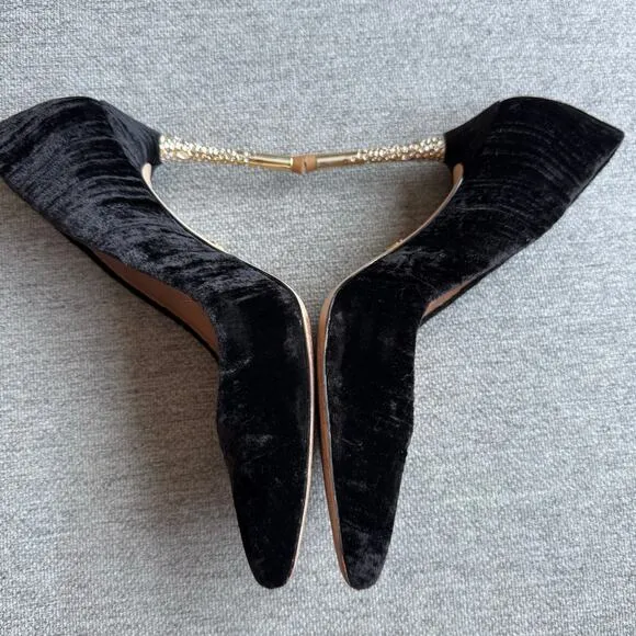 Femmes Sans Peur Nadia Black Pump Shoes Swarovski Crystals Heels Women's 7