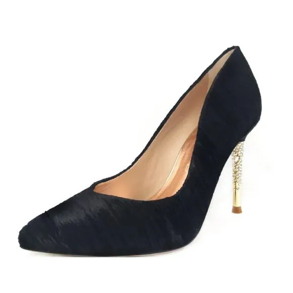 Femmes Sans Peur Nadia Black Pump Shoes Swarovski Crystals Heels Women's 7