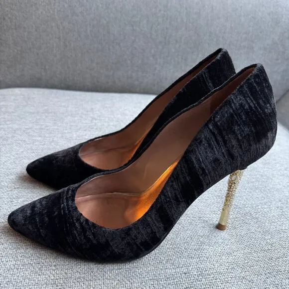 Femmes Sans Peur Nadia Black Pump Shoes Swarovski Crystals Heels Women's 7