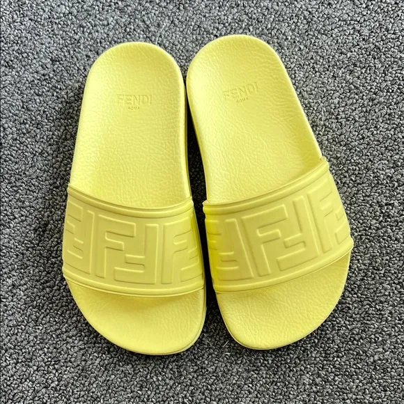 Fendi Yellow Slide Sandals