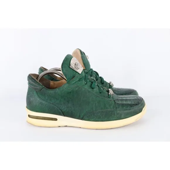 Fennix Italy Mens Size 9 Distressed Alligator Leather Sneakers Shoes Green
