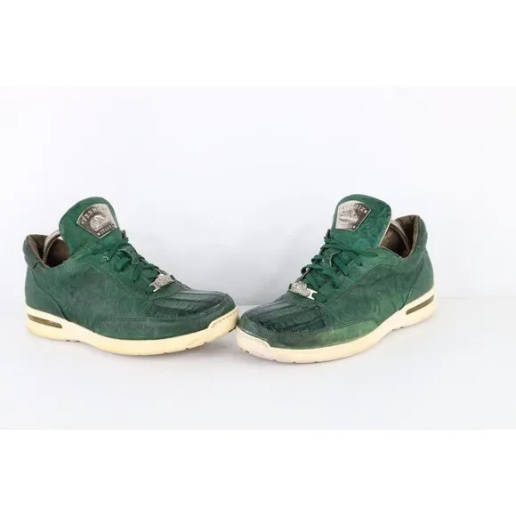 Fennix Italy Mens Size 9 Distressed Alligator Leather Sneakers Shoes Green