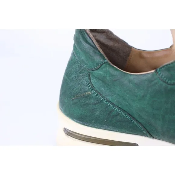 Fennix Italy Mens Size 9 Distressed Alligator Leather Sneakers Shoes Green