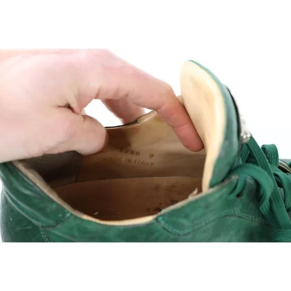 Fennix Italy Mens Size 9 Distressed Alligator Leather Sneakers Shoes Green
