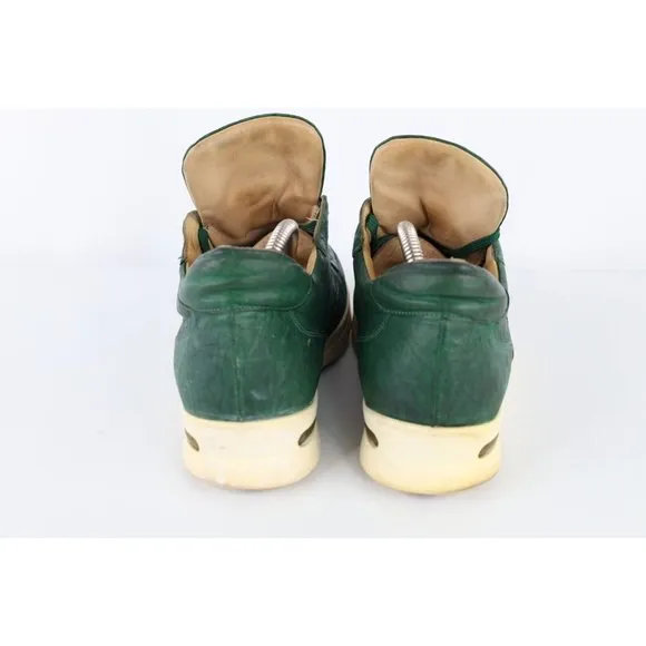 Fennix Italy Mens Size 9 Distressed Alligator Leather Sneakers Shoes Green