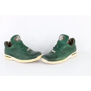 Fennix Italy Mens Size 9 Distressed Alligator Leather Sneakers Shoes Green