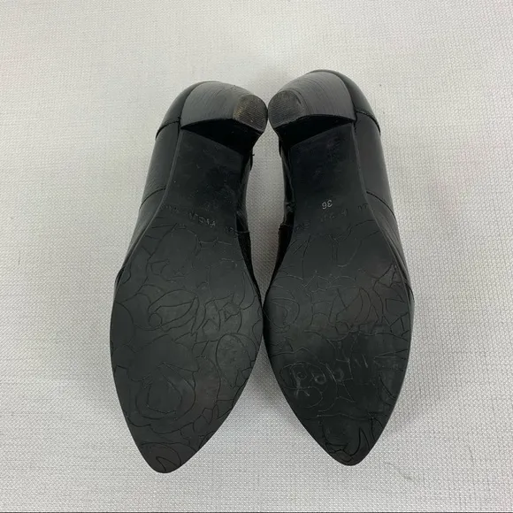 Fidgi size 36 Black Leather Ankle Boots with 2.5” Heel