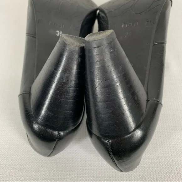Fidgi size 36 Black Leather Ankle Boots with 2.5” Heel