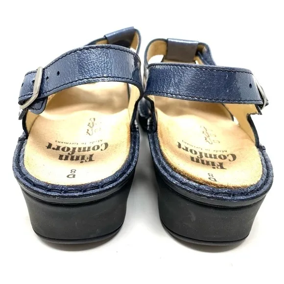 Finn Comfort Adana Dark Blue Patent Leather Sandals