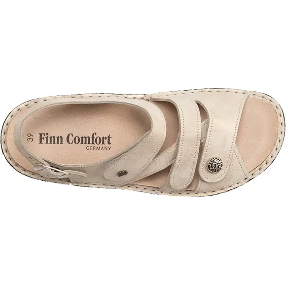 Finn Comfort Cream Leather Sandals w/Adjustable straps Gomera Soft Champagne