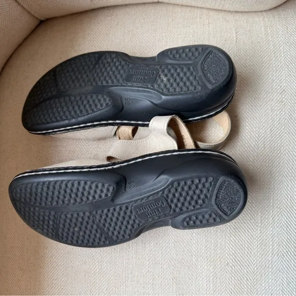 Finn Comfort Cream Leather Sandals w/Adjustable straps Gomera Soft Champagne