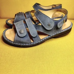 Finn Comfort Gomera Strappy Slip On Sandals Blue Leather German Shoe Size 9