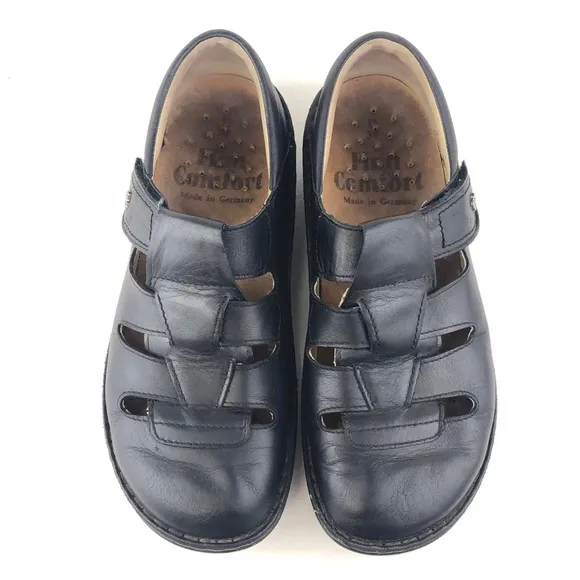 Finn Comfort Quebec Black Fisherman Sandals EUR 38 D