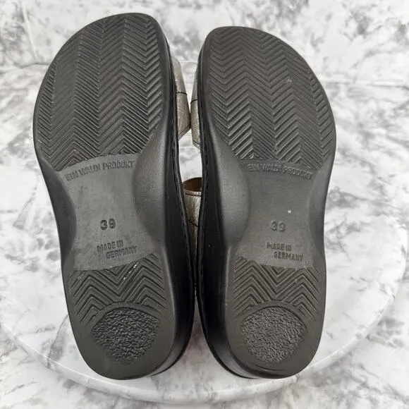 Finn Comfort Womens Jamaika Slide Sandals Size 39 8 Metallic Silver Leather