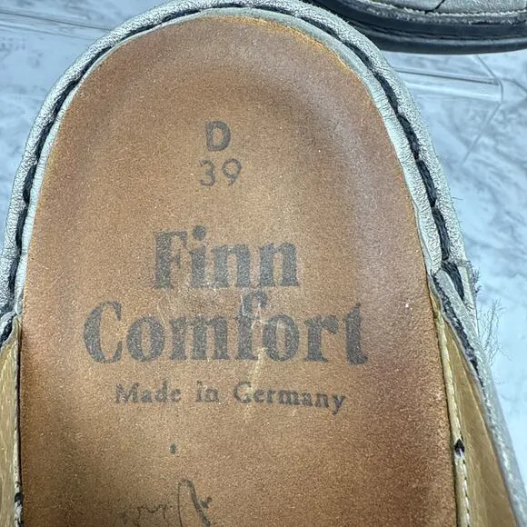 Finn Comfort Womens Jamaika Slide Sandals Size 39 8 Metallic Silver Leather
