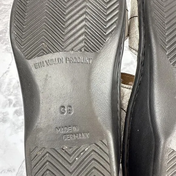 Finn Comfort Womens Jamaika Slide Sandals Size 39 8 Metallic Silver Leather