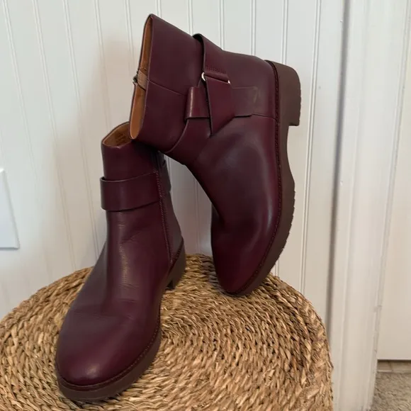 FITFLOP KNOT ANKLE BOOTSLINGONBERRY Women's Brown Leather Ankle Boots - 8