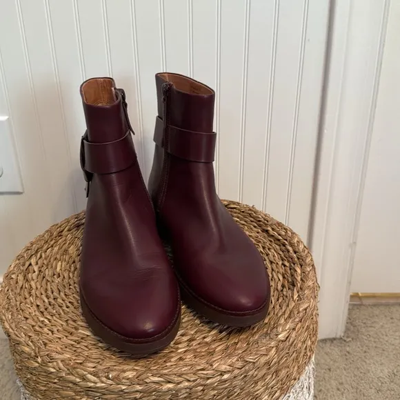 FITFLOP KNOT ANKLE BOOTSLINGONBERRY Women's Brown Leather Ankle Boots - 8
