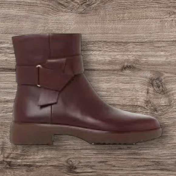 FITFLOP KNOT ANKLE BOOTSLINGONBERRY Women's Brown Leather Ankle Boots - 8