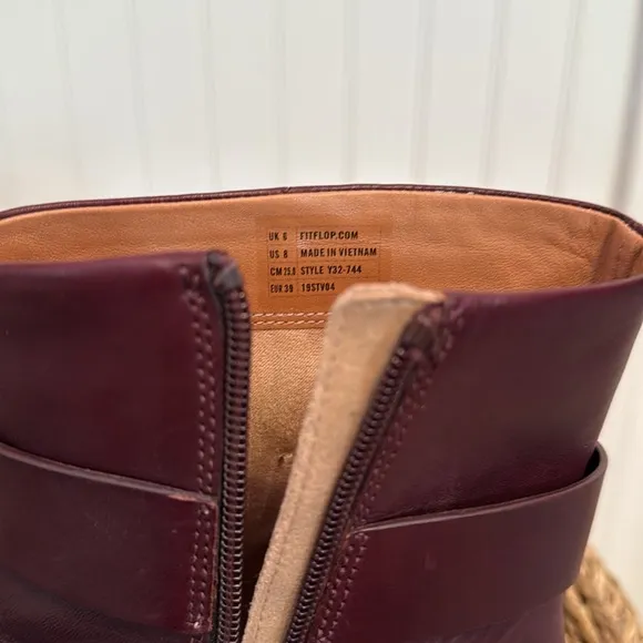 FITFLOP KNOT ANKLE BOOTSLINGONBERRY Women's Brown Leather Ankle Boots - 8