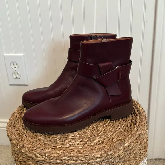 FITFLOP KNOT ANKLE BOOTSLINGONBERRY Women's Brown Leather Ankle Boots - 8