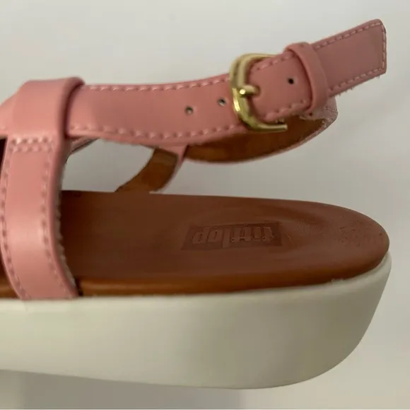 FitFlop Under The Sea pink thong leather comfort sandals size 7